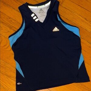 👟ADIDAS NAVY AND SKY BLUE ATHLETIC TANK WITH BUILT IN BRA👟